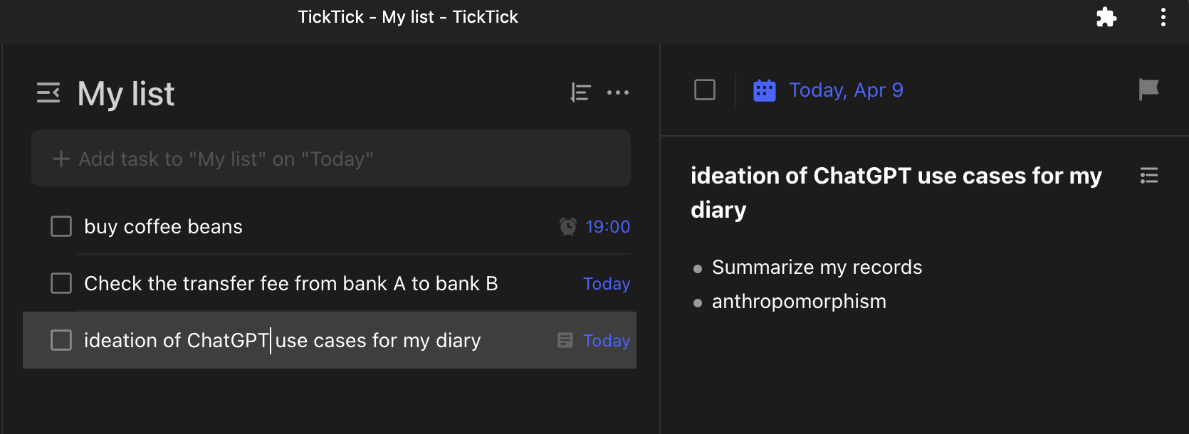 My TODO list is like this